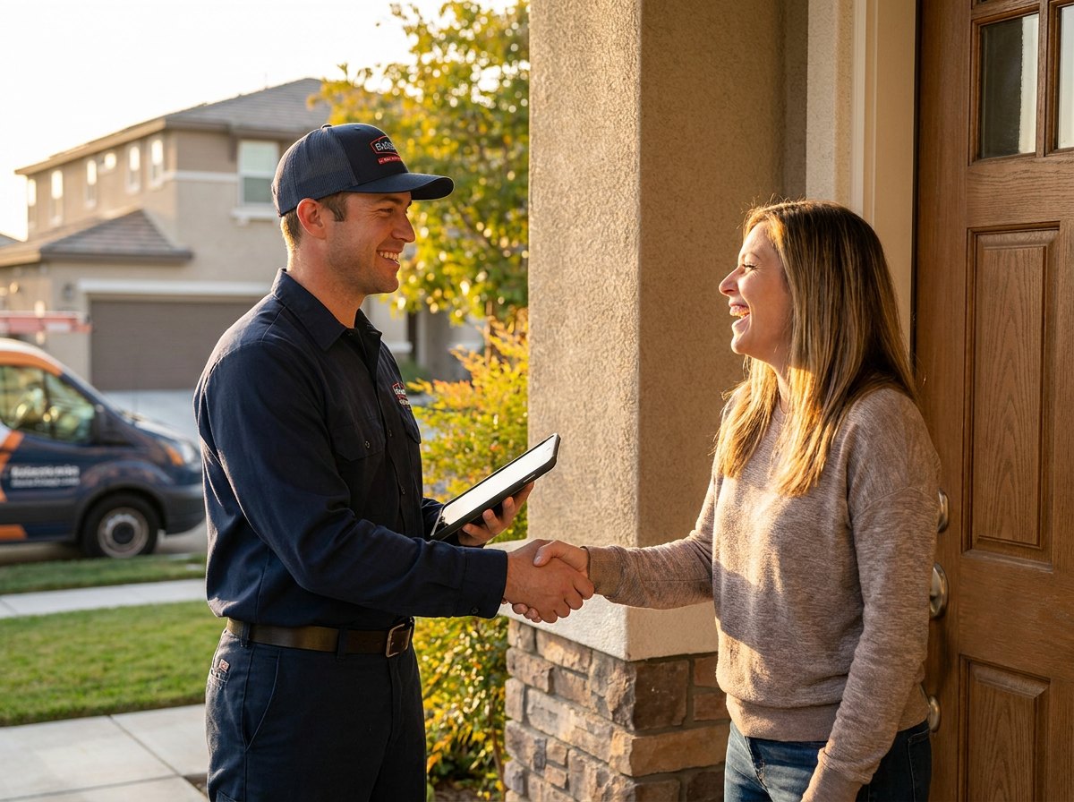Electrician providing a free estimate to a homeowner